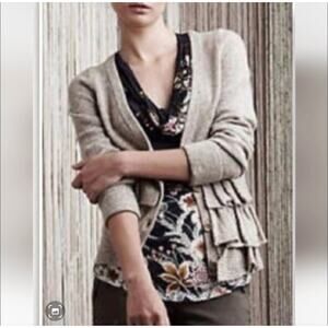 Sz S - Moth Anthropologie Asymmetrical Wool Ruffle Sweater